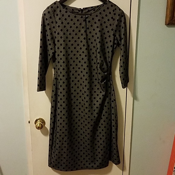 Talbots Dresses & Skirts - Talbots Gray dress with black polka dots; Size M